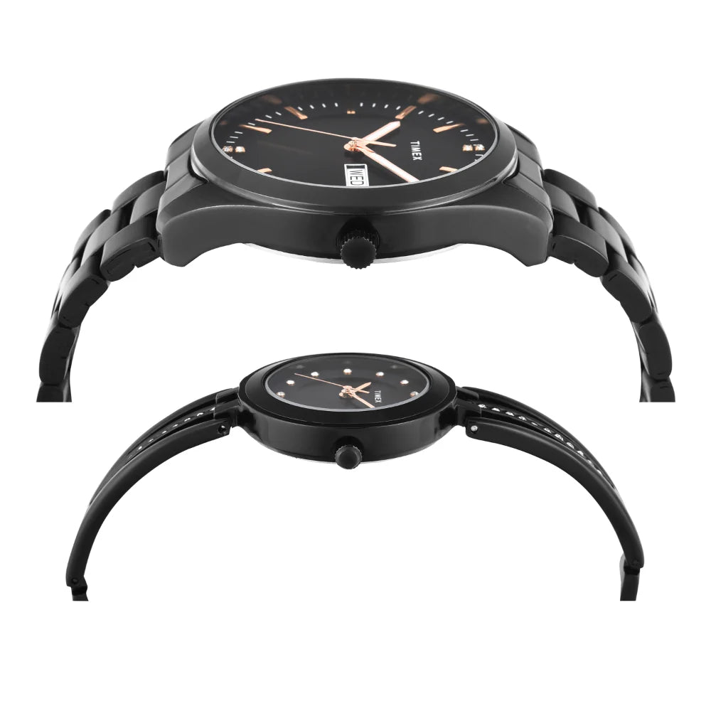 Timex Pairs Black Round Analog Dial Watch- TW00PR310