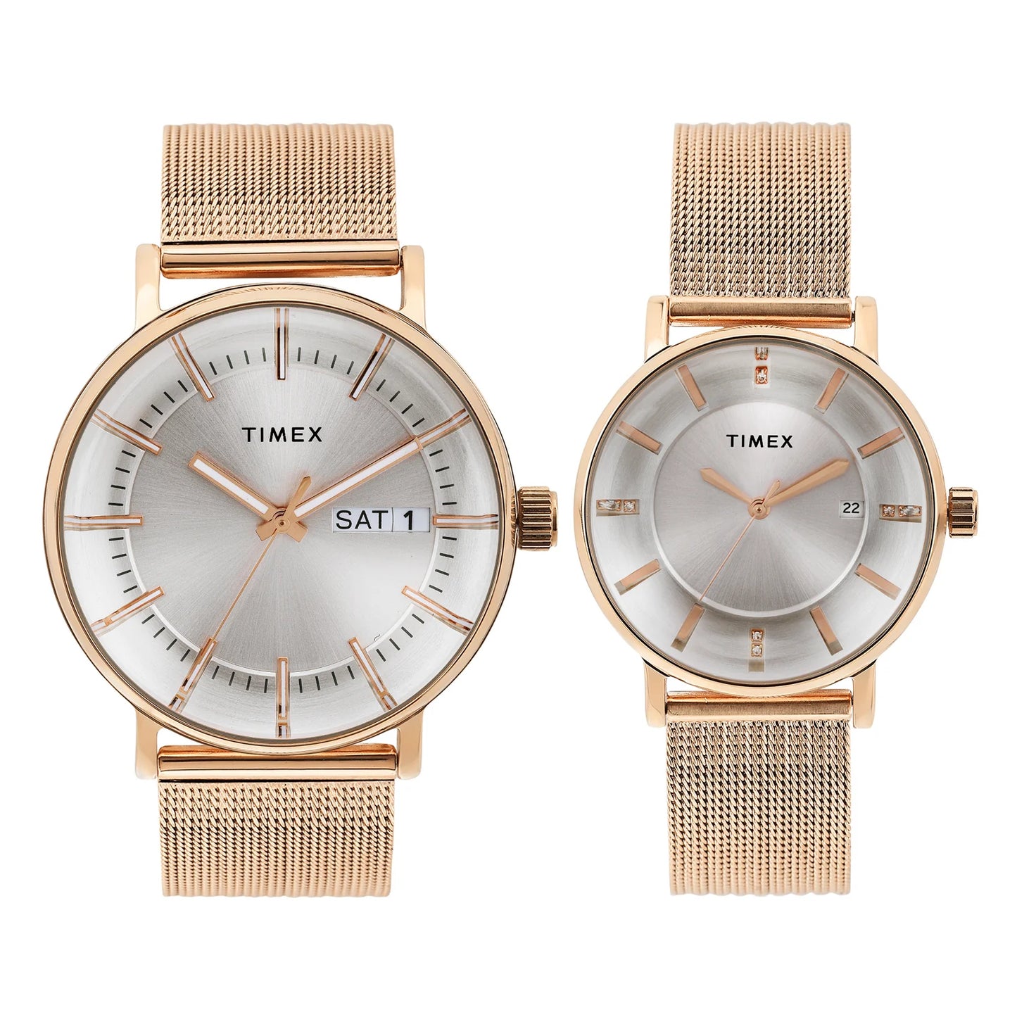 TIMEX Silver Round Dial Analog Pair's Watch - TW00PR325