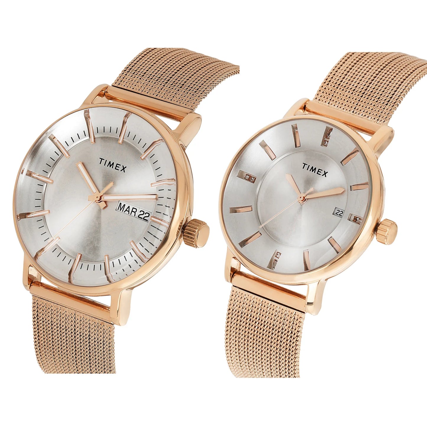 TIMEX Silver Round Dial Analog Pair's Watch - TW00PR325