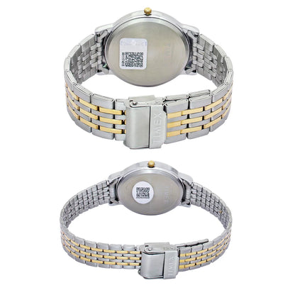 Timex Fashion Couple Quartz Cream Dial Analog Stainless Steel Watch TW00PR329