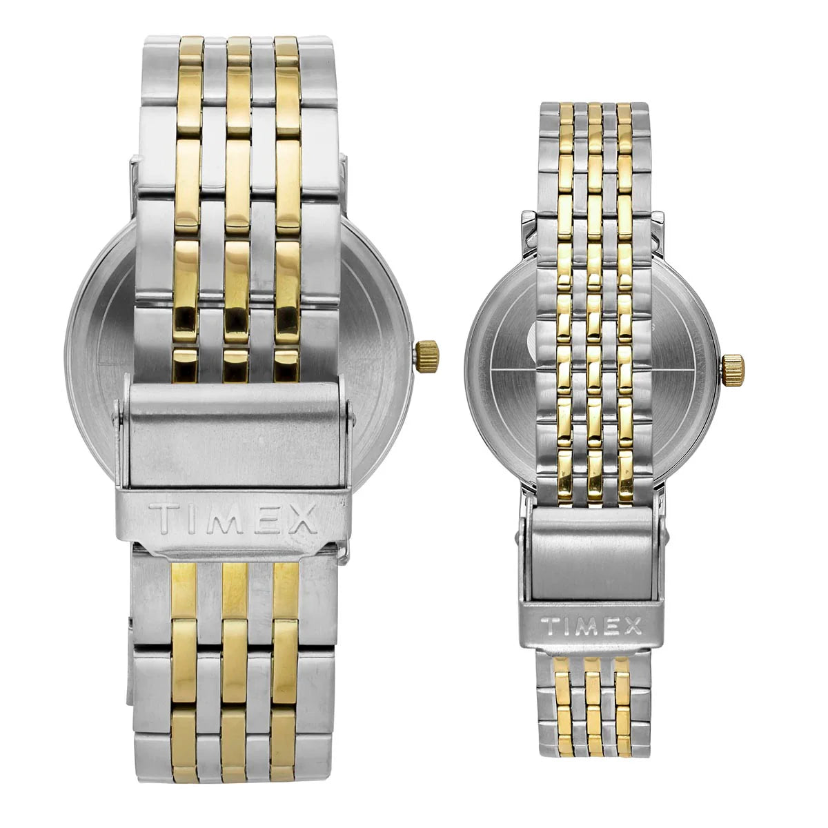 Timex Fashion Couple Quartz Cream Dial Analog Stainless Steel Watch TW00PR329