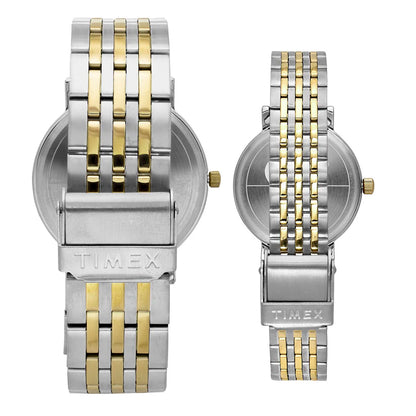 Timex Fashion Couple Quartz Cream Dial Analog Stainless Steel Watch TW00PR329