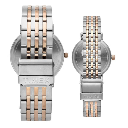 Timex Fashion Couple Quartz Blue Dial Analog Stainless Steel Watch TW00PR330