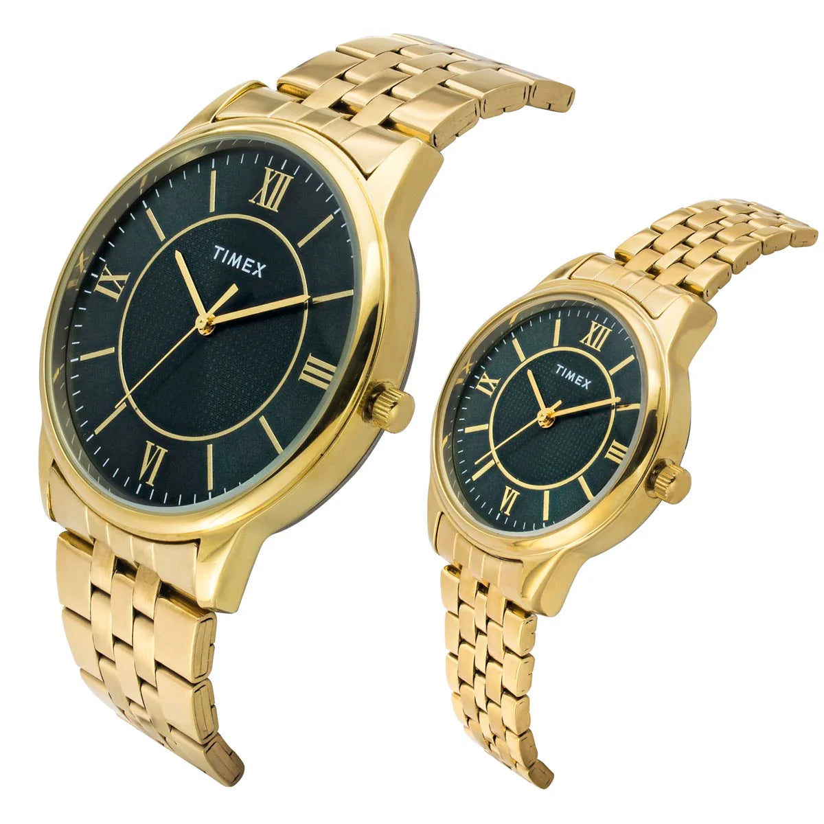 TIMEX Round Green Dial Analog Pair's Watch - TW00PR331