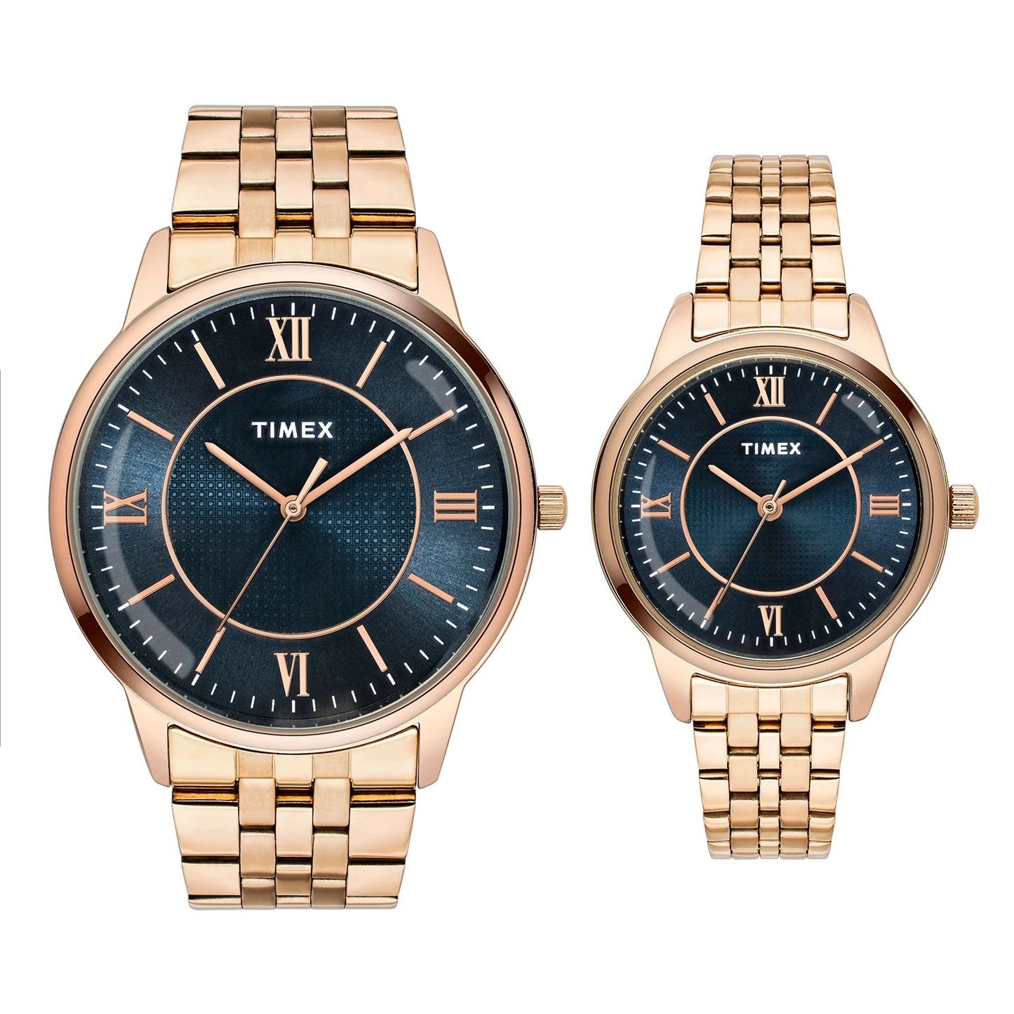 TIMEX Round Blue Dial Analog Pair's Watch - TW00PR332