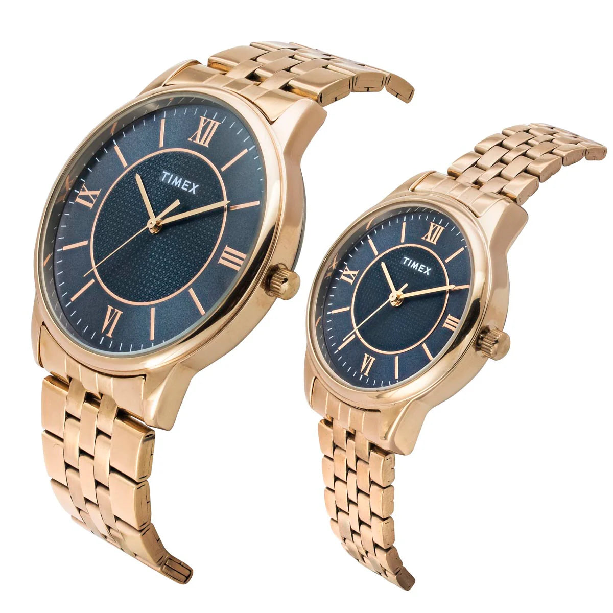 TIMEX Round Blue Dial Analog Pair's Watch - TW00PR332