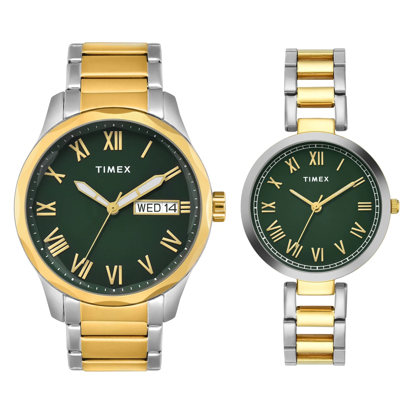 TIMEX Green Round Dial Analog Pair's Watch - TW00PR340