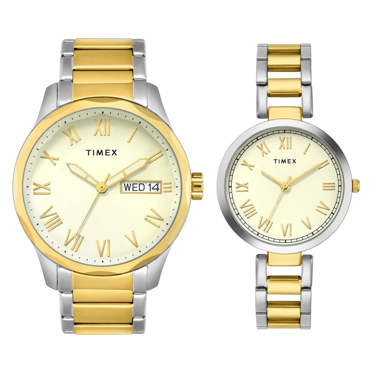 TIMEX Tan Round Dial Analog Pair's Watch - TW00PR341