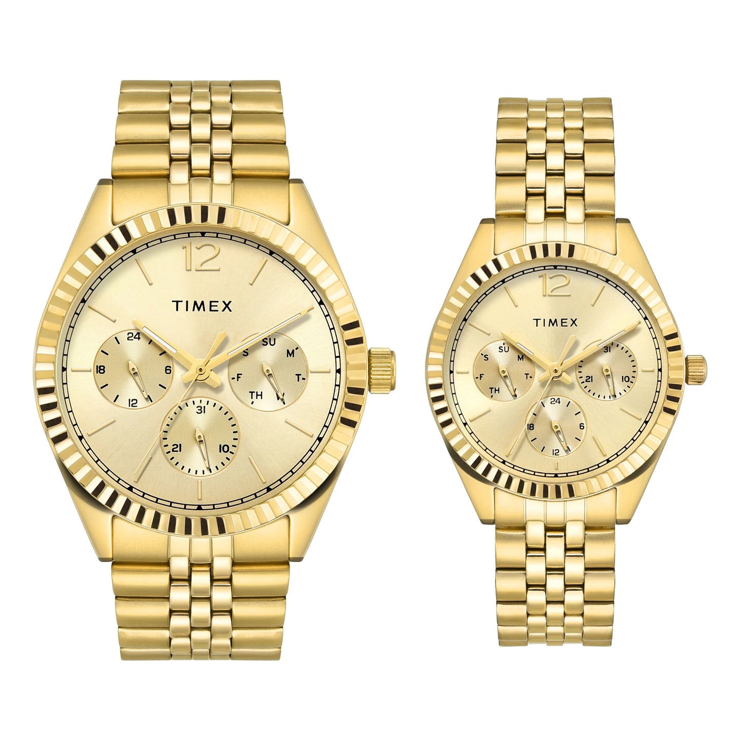 TIMEX Trendline Champagne Round Dial Analog Pair's Watch - TW00PR345