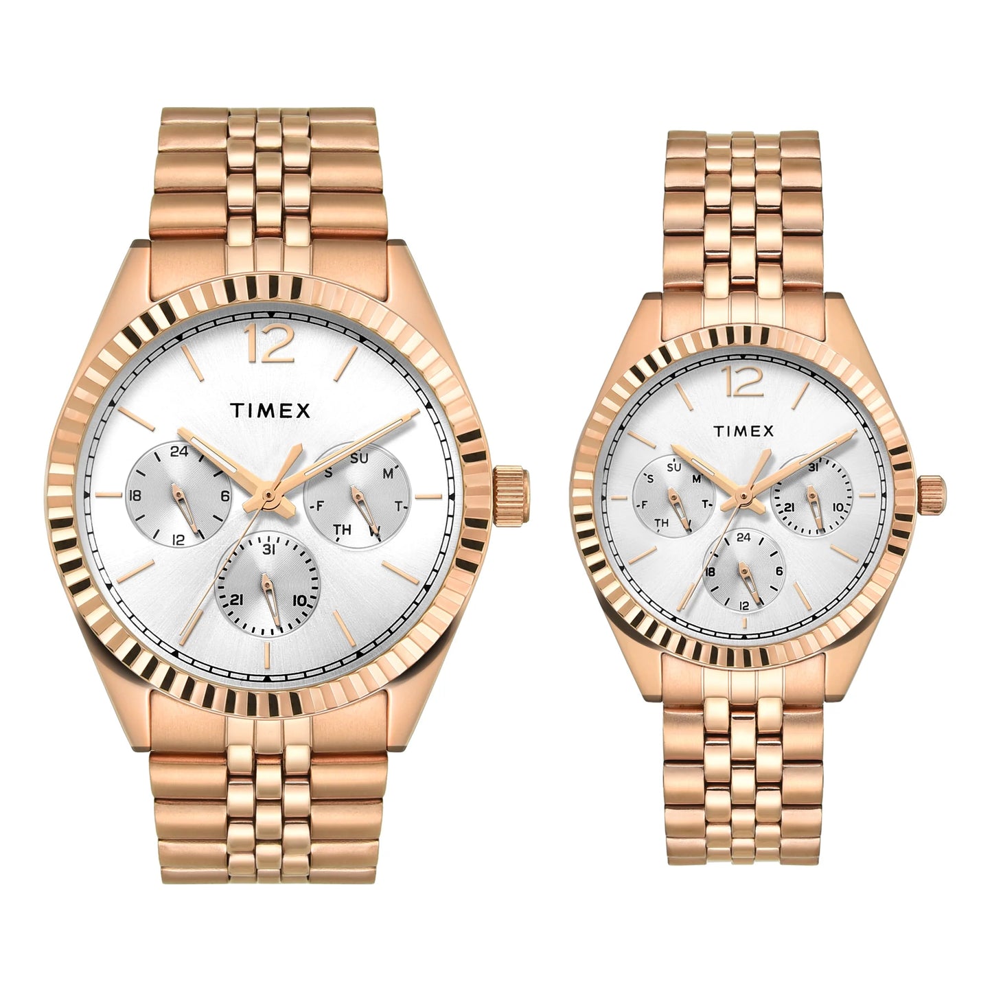 Trendline Couple Quartz Silver Dial Multi-Function Stainless Steel Watch TW00PR346