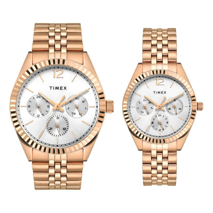 Trendline Couple Quartz Silver Dial Multi-Function Stainless Steel Watch TW00PR346