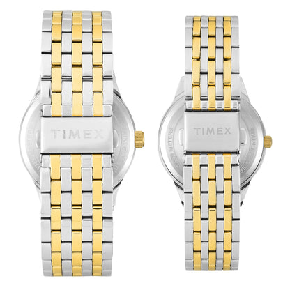 TIMEX Trendline Silver Round Dial Analog Pair's Watch - TW00PR350