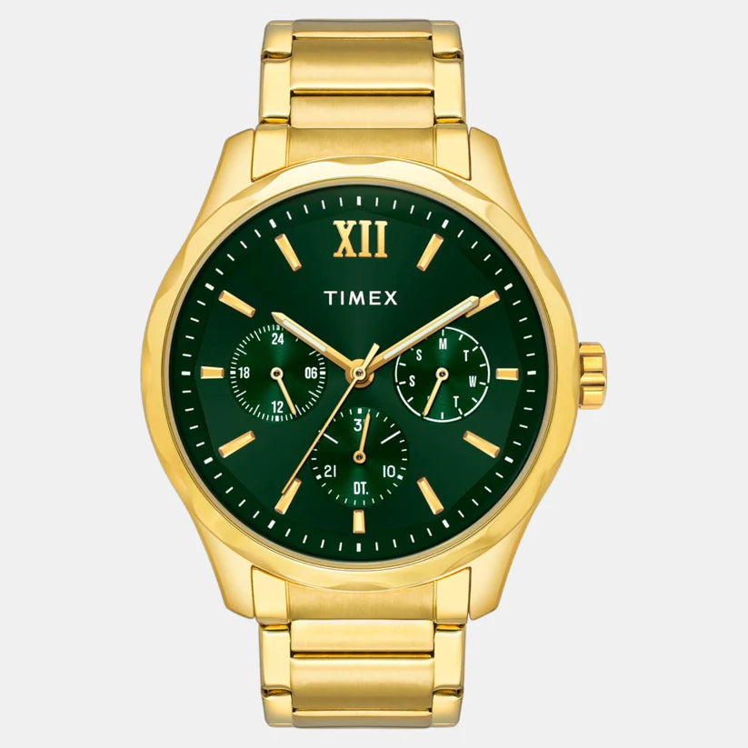Timex Fashion Men Quartz Green Dial Multi-Function Stainless Steel Watch TW0TG7635