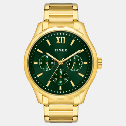 Timex Fashion Men Quartz Green Dial Multi-Function Stainless Steel Watch TW0TG7635