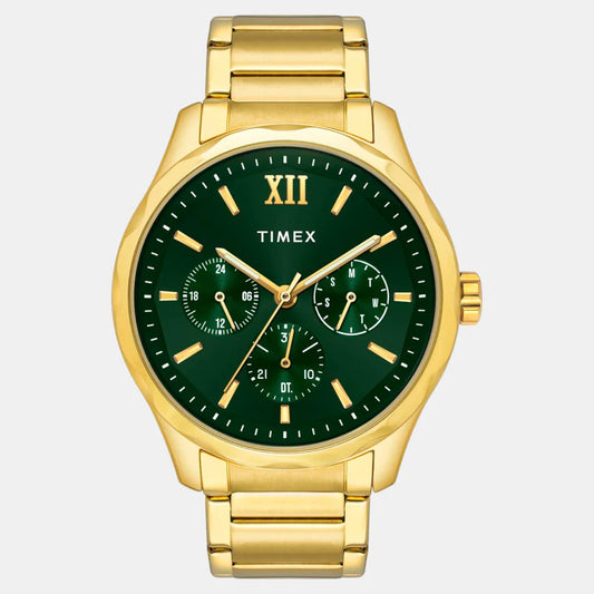 Timex Fashion Men Quartz Green Dial Multi-Function Stainless Steel Watch TW0TG7635