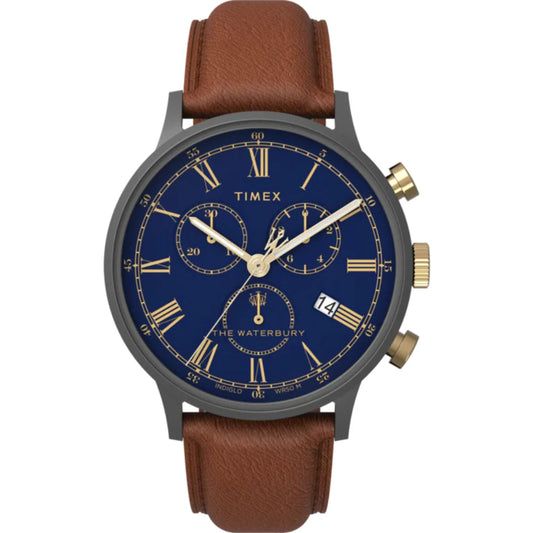 TIMEX Waterbury Classic Chronograph 40mm Leather Strap Watch - TW2U88200UJ