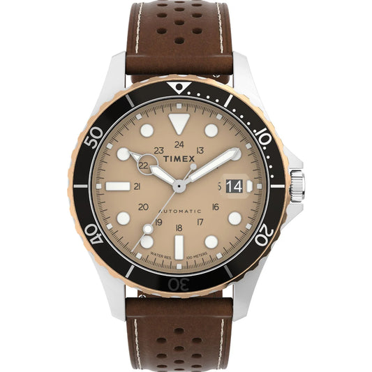 TIMEX Navi XL Automatic 41mm Leather Strap Watch - TW2V41500U9