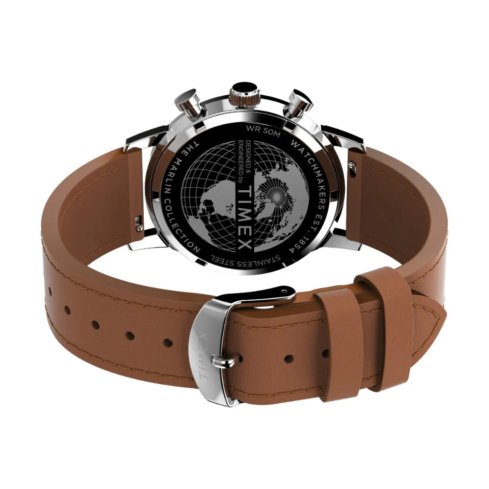 Timex Marlin Chronograph Tachymeter 40mm Leather Strap Watch TW2W10100UJ