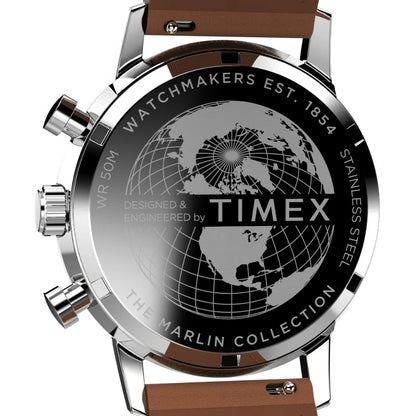 Timex Marlin Chronograph Tachymeter 40mm Leather Strap Watch TW2W10100UJ