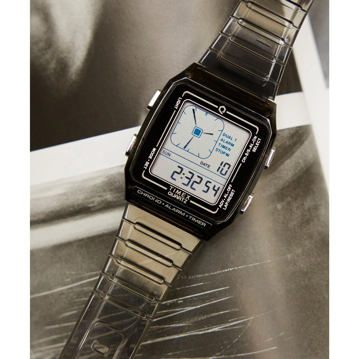 Timex Q Grey Rectangle Dial Digital Unisex Watch - TW2W45000UJ