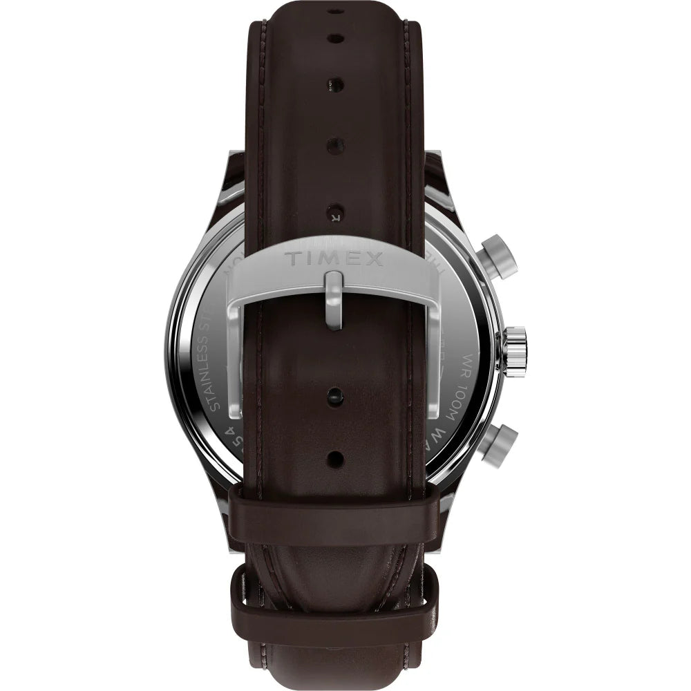 Timex Waterbury Traditional Fly Back Chronograph 43mm Leather Strap Watch - TW2W47900UJ