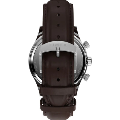 Timex Waterbury Traditional Fly Back Chronograph 43mm Leather Strap Watch - TW2W47900UJ