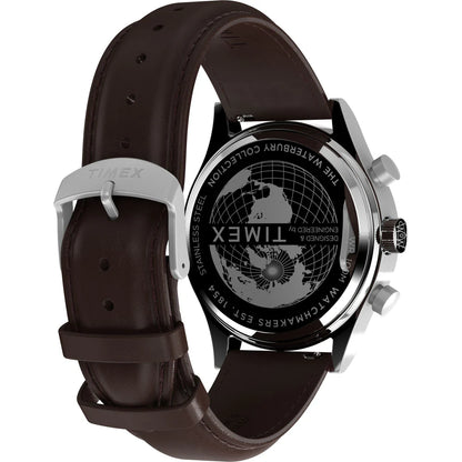 Timex Waterbury Traditional Fly Back Chronograph 43mm Leather Strap Watch - TW2W47900UJ
