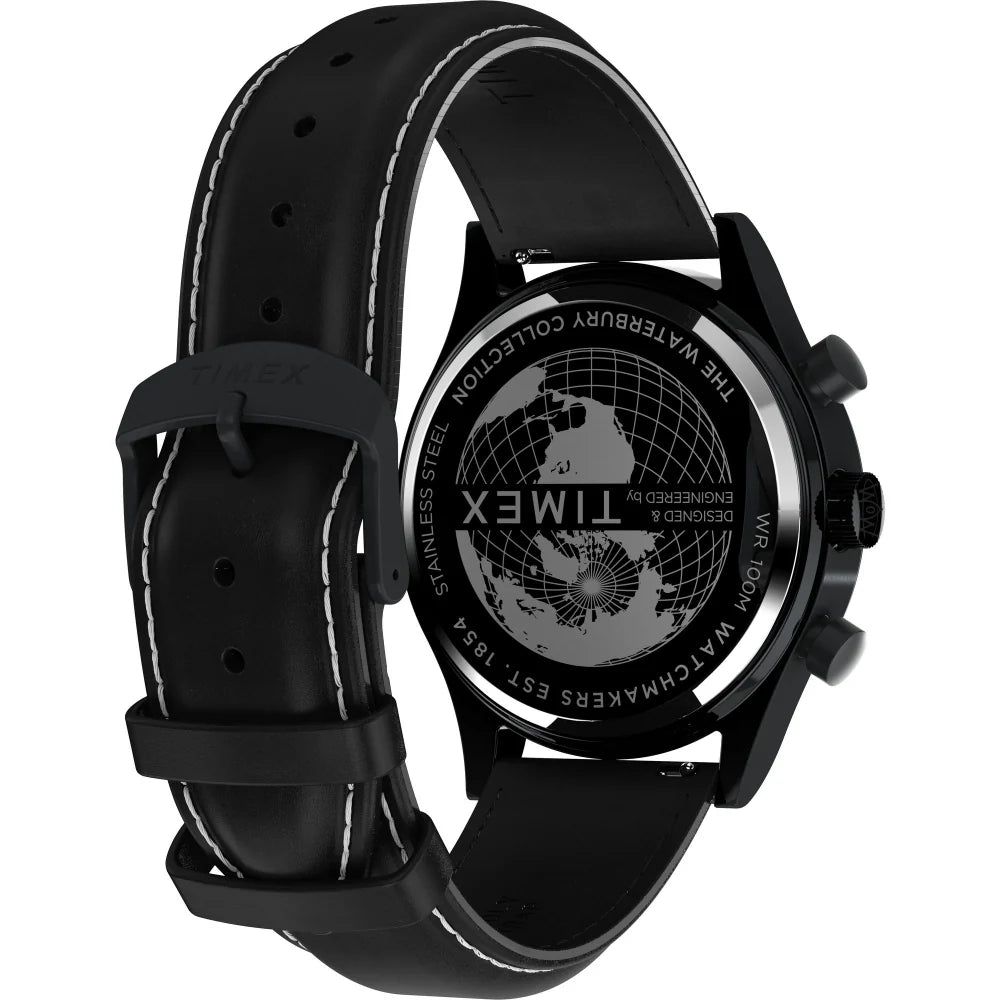 Timex Waterbury Traditional Fly Back Chronograph 43mm Leather Strap Watch - TW2W48000UJ