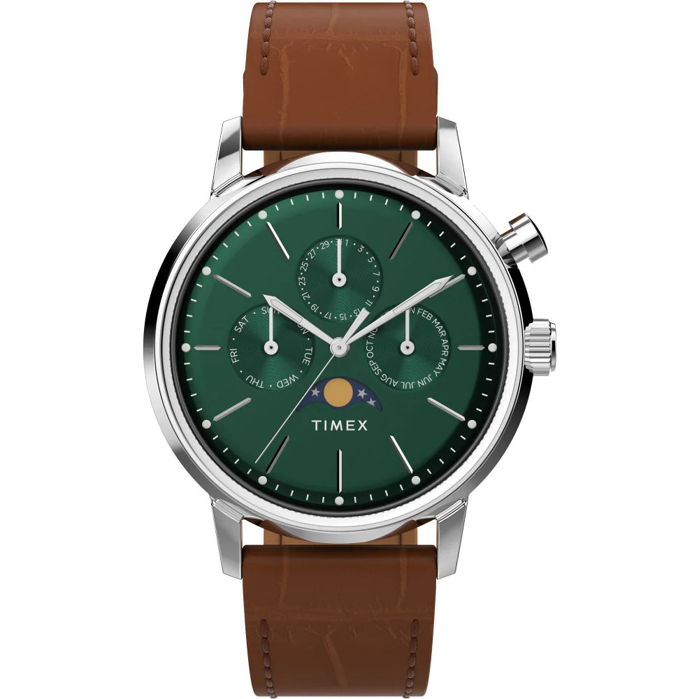 TIMEX Marlin Moon Phase 40mm Leather Strap Watch - TW2W51000UJ