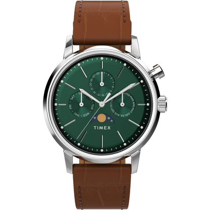 TIMEX Marlin Moon Phase 40mm Leather Strap Watch - TW2W51000UJ