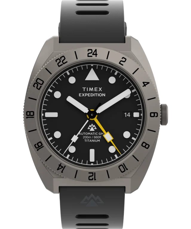 Expedition® Pioneer Titanium Automatic GMT 41mm Silicone Strap Watch TW2W53000