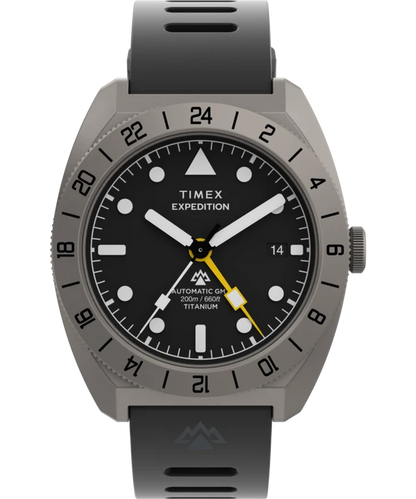 Expedition® Pioneer Titanium Automatic GMT 41mm Silicone Strap Watch TW2W53000