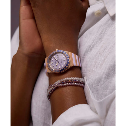 Timex Q Purple Round Dial Analog Women's Watch - TW2W87700UJ
