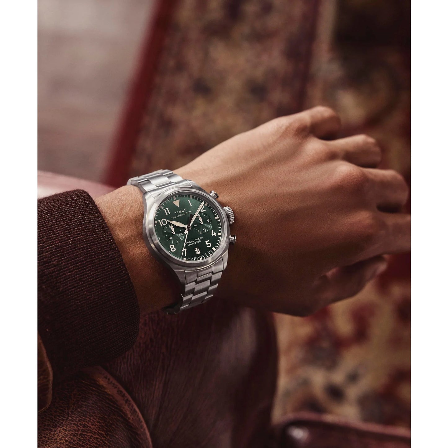 TIMEX Waterbury Traditional Green Round Dial Analog Men's Watch - TW2Y19100IK