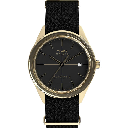TIMEX Marlin Jet Black Round Dial Mechanical Automatic Men's Watch - TW2Y24300UJ
