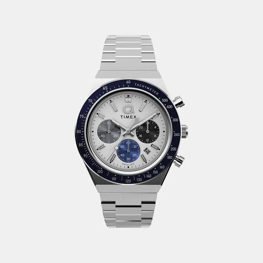 Timex Q Sport Men Quartz White Dial Analog Stainless Steel Watch TW2Y36200IK