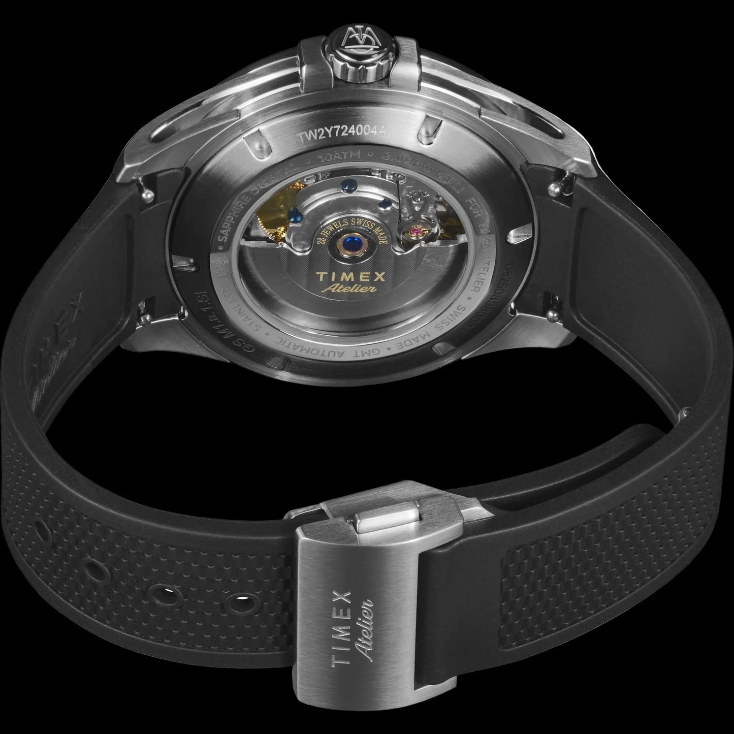 Timex Atelier GMT24 M1a  Atelier Sport GMT Auto 40mm - Black Syn Rubber Strap Black Dial