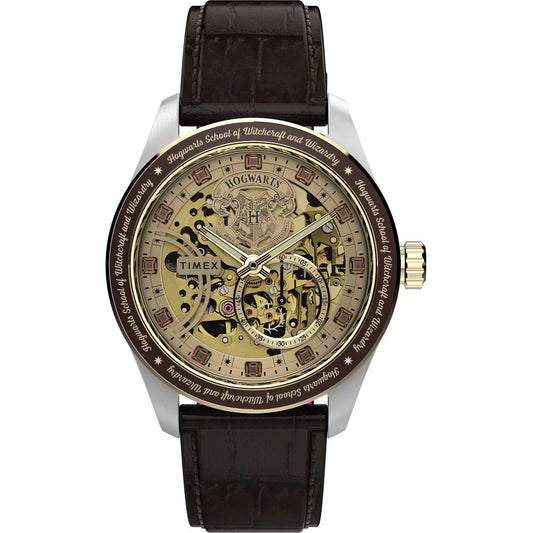 Timex Harry Potter x Timex Waterbury Skeleton Automatic 39mm Leather Strap Watch TW2Y75500X6