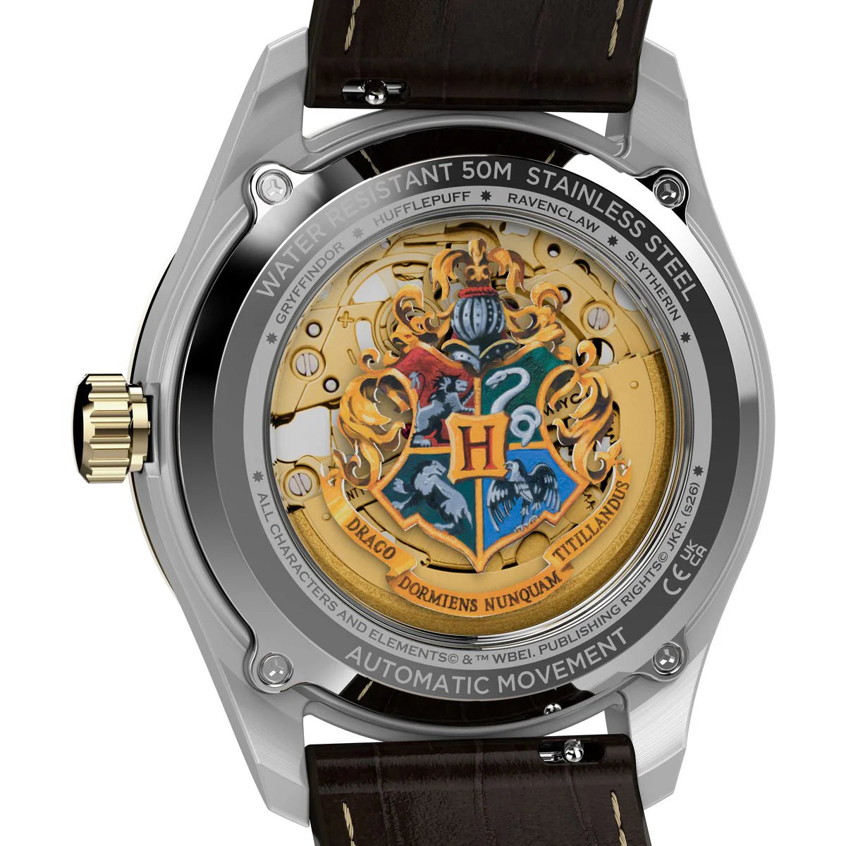Timex Harry Potter x Timex Waterbury Skeleton Automatic 39mm Leather Strap Watch TW2Y75500X6