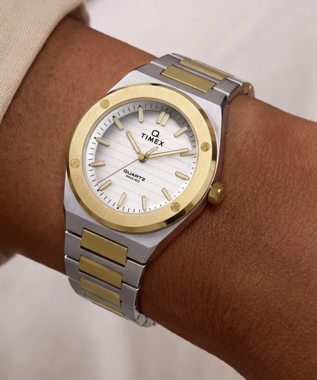 Q Timex Marbella 34mm Stainless Steel Bracelet Watch TW2Y81900