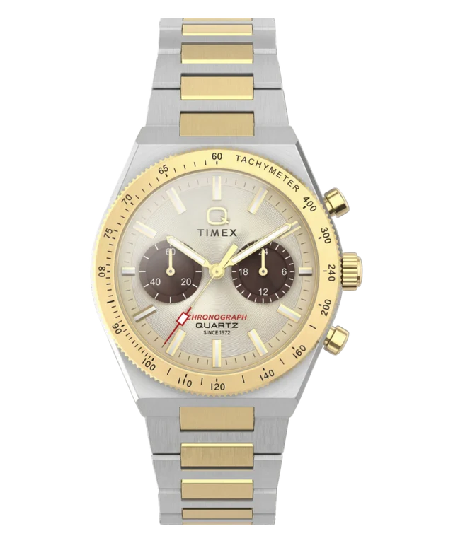 Q Timex Continental Chronograph 36mm Stainless Steel Bracelet Watch TW2Y92300