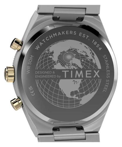 Q Timex Continental Chronograph 36mm Stainless Steel Bracelet Watch TW2Y92300