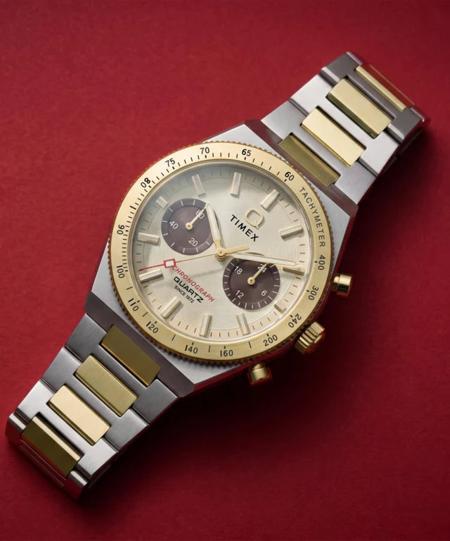 Q Timex Continental Chronograph 36mm Stainless Steel Bracelet Watch TW2Y92300