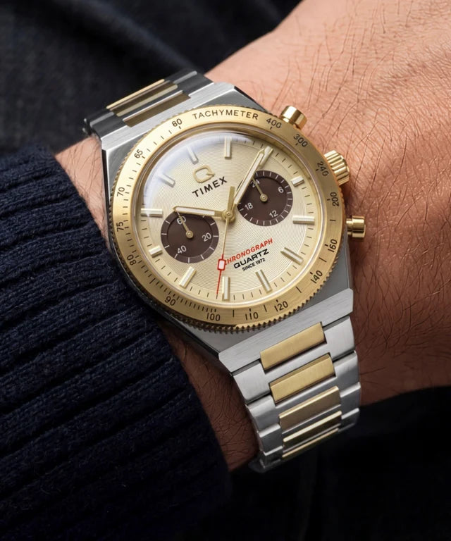 Q Timex Continental Chronograph 36mm Stainless Steel Bracelet Watch TW2Y92300