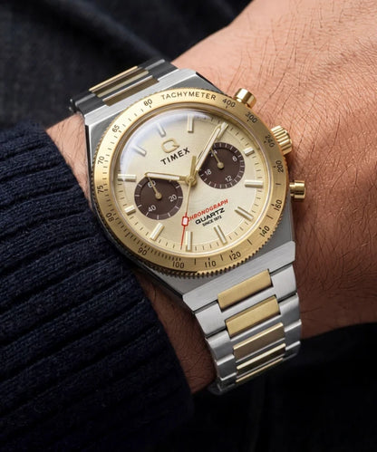Q Timex Continental Chronograph 36mm Stainless Steel Bracelet Watch TW2Y92300