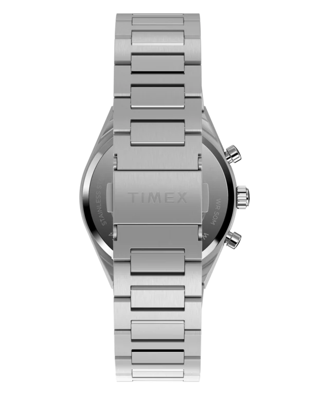 Q Timex Continental Chronograph 36mm Stainless Steel Bracelet Watch TW2Y92400