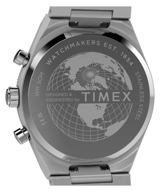 Q Timex Continental Chronograph 36mm Stainless Steel Bracelet Watch TW2Y92400