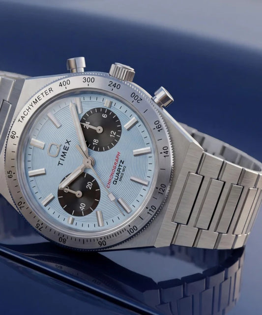 Q Timex Continental Chronograph 36mm Stainless Steel Bracelet Watch TW2Y92400