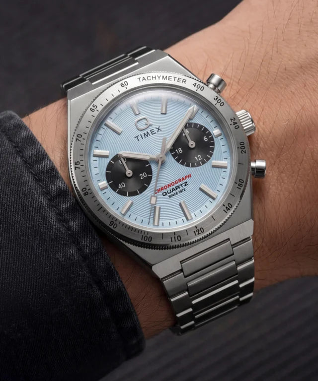 Q Timex Continental Chronograph 36mm Stainless Steel Bracelet Watch TW2Y92400