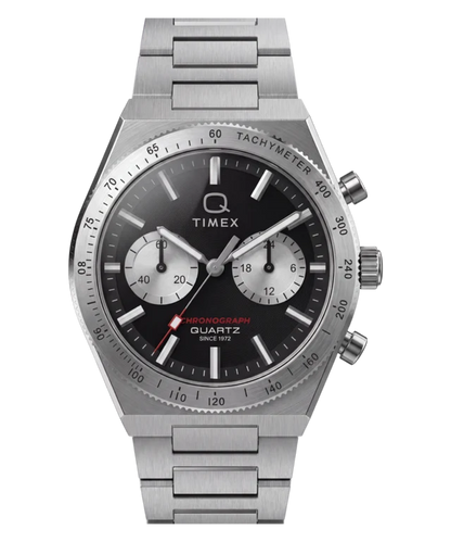Q Timex Continental Chronograph 36mm Stainless Steel Bracelet Watch Black Dial TW2Y93200